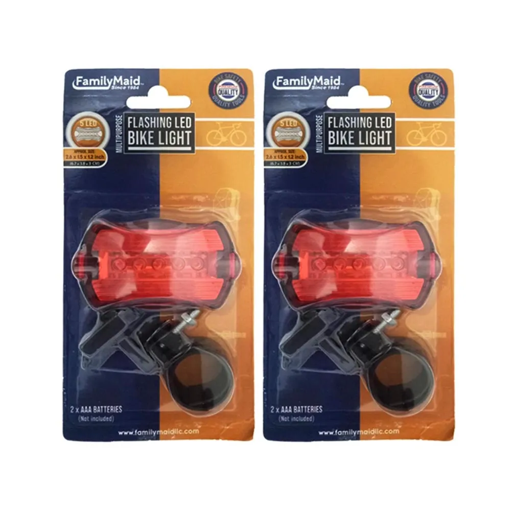 2pc Bike Light 5 LED Night Tail Bicycle Rear Cycling Safety Ultra Flashlight