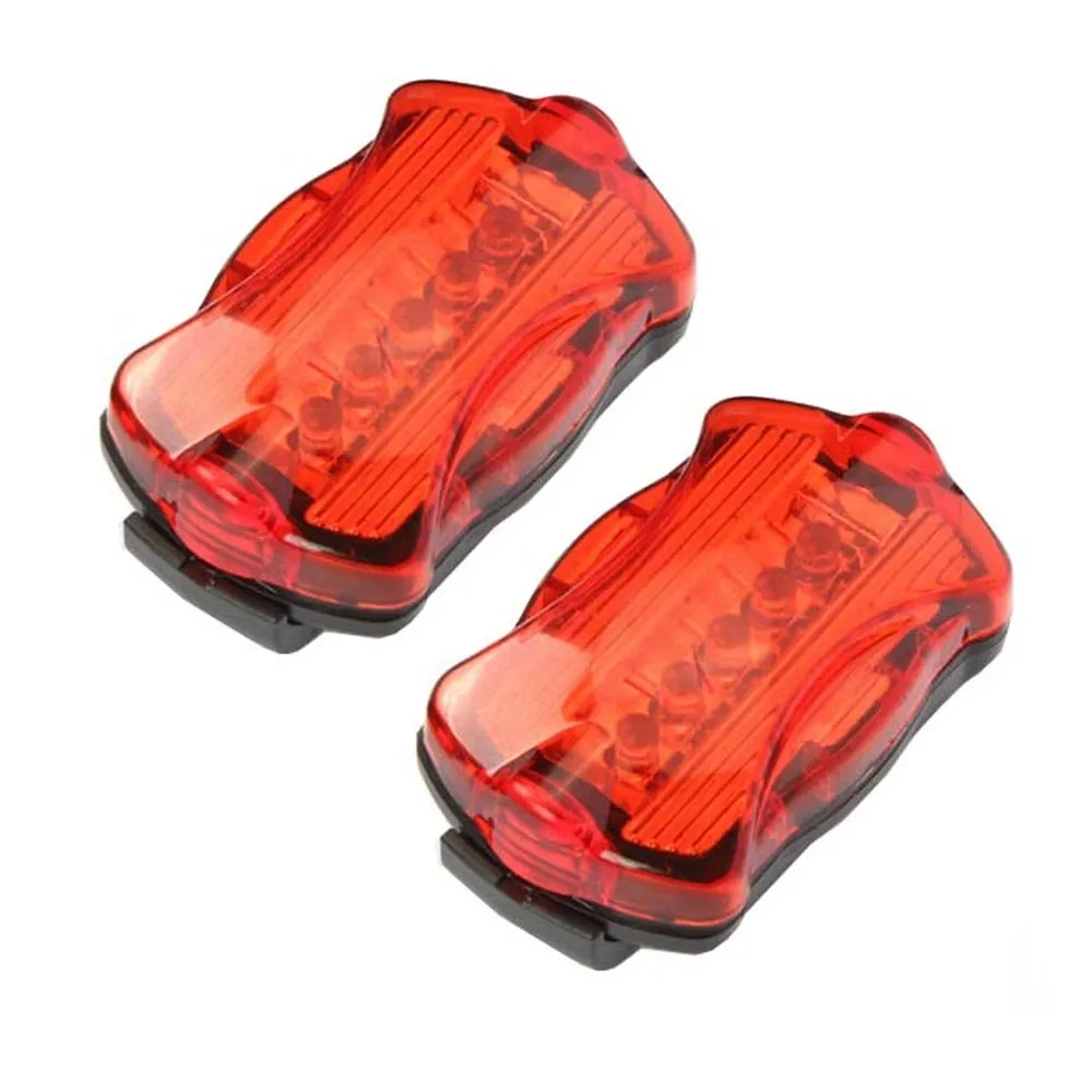 2pc Bike Light 5 LED Night Tail Bicycle Rear Cycling Safety Ultra Flashlight