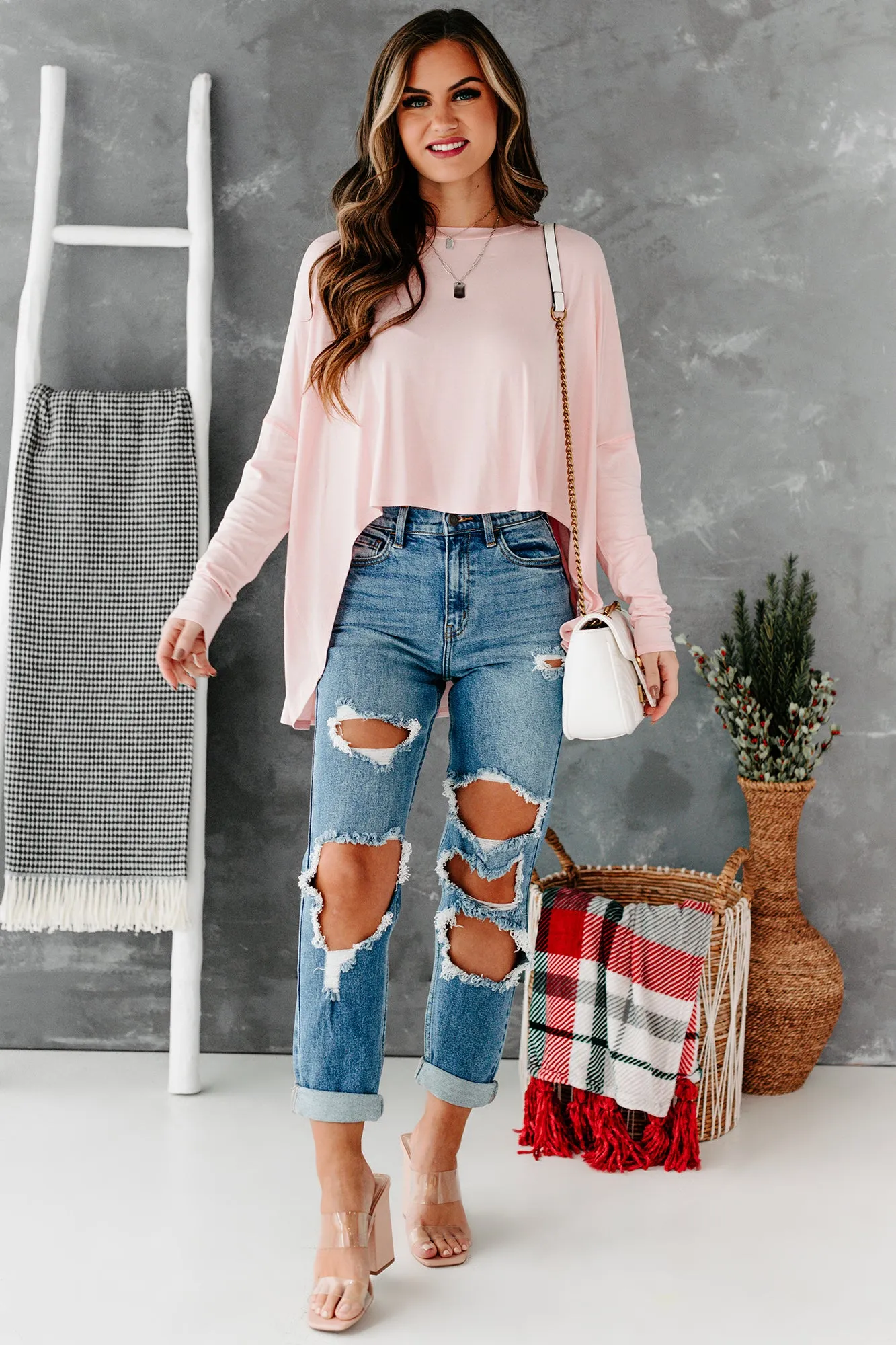 Still My Favorite High-Low Long Sleeve Top (Blush)