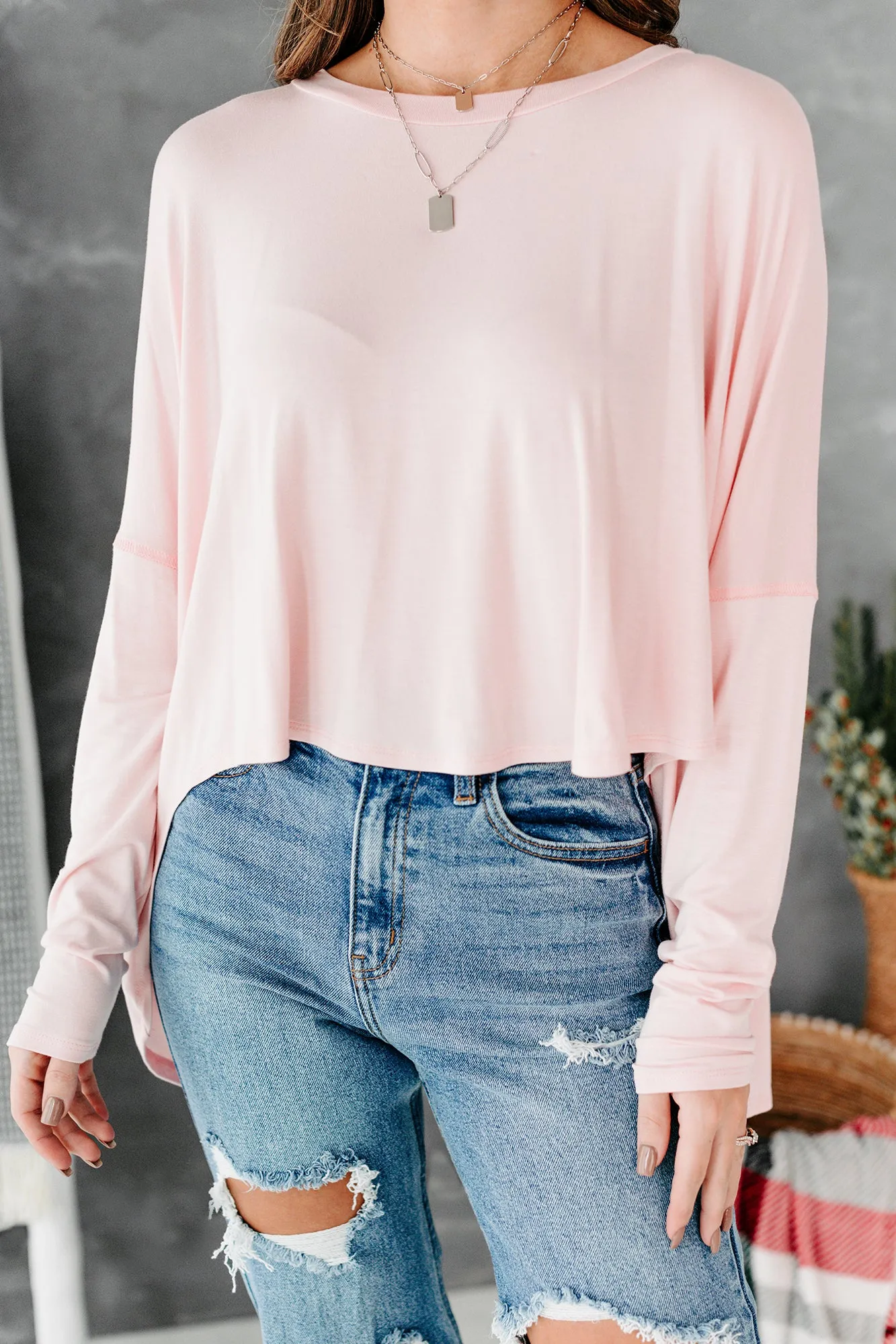 Still My Favorite High-Low Long Sleeve Top (Blush)