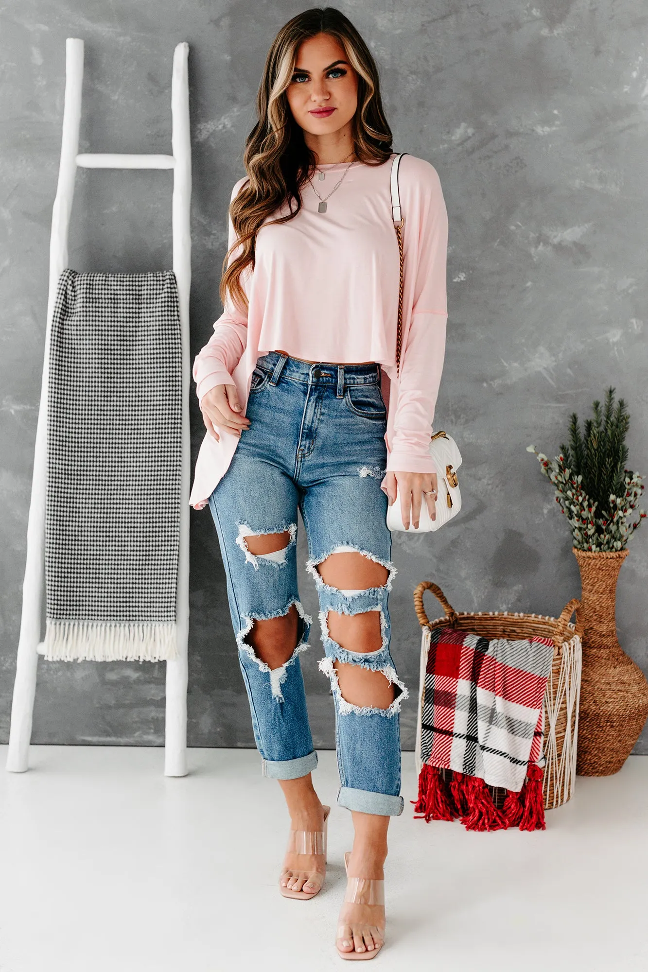 Still My Favorite High-Low Long Sleeve Top (Blush)