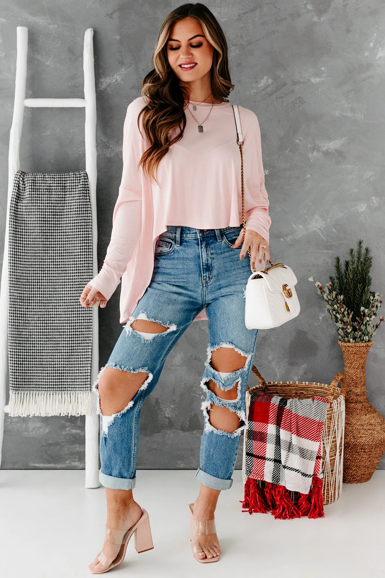 Still My Favorite High-Low Long Sleeve Top (Blush)