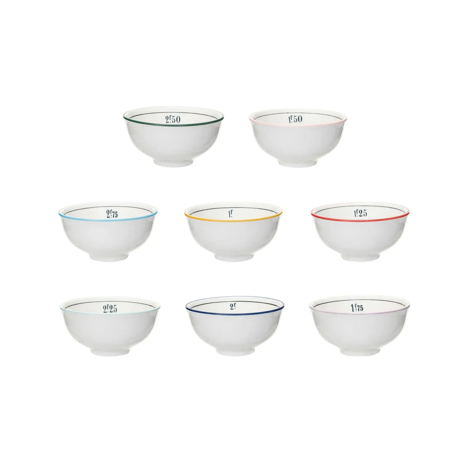 Vintage Style Stoneware Café Bowl with Colored Rim, 8 Styles
