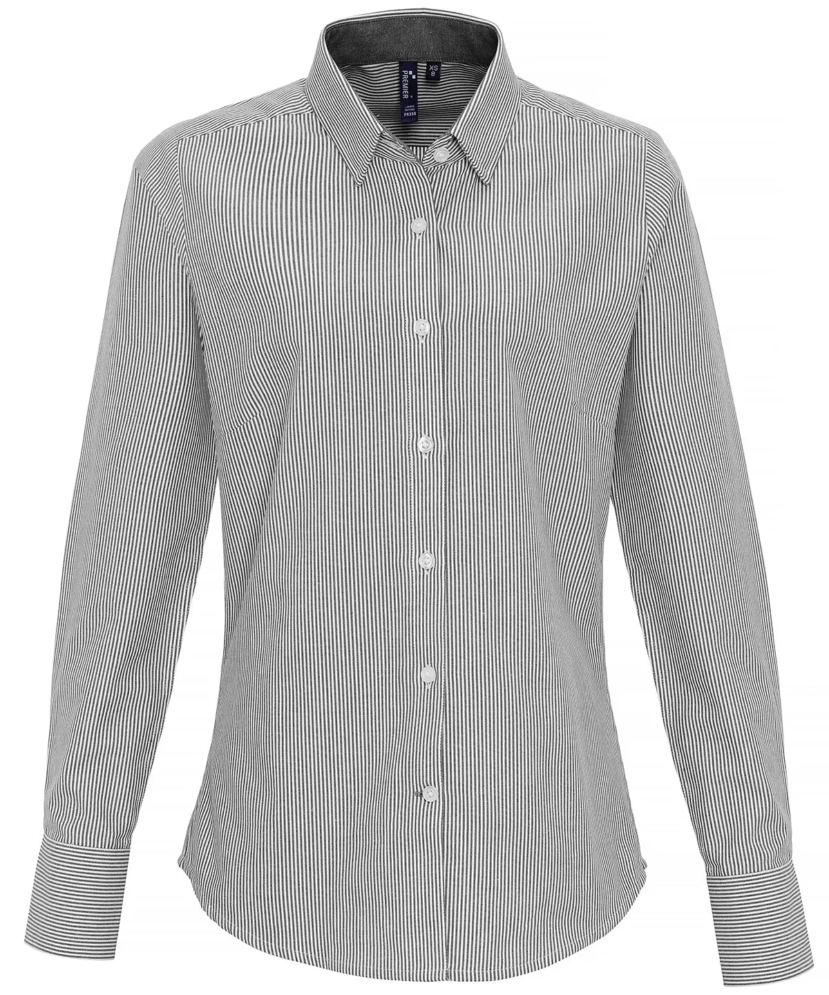 Womens cotton-rich Oxford stripes blouse | White/Grey